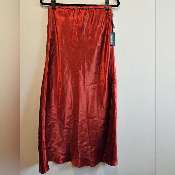 Aritzia Deep Red Satin Maxi Skirt - Picture 3 of 9